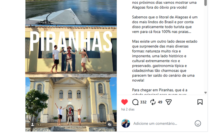 Setur investe em ação com influenciadores para promover o Destino Alagoas