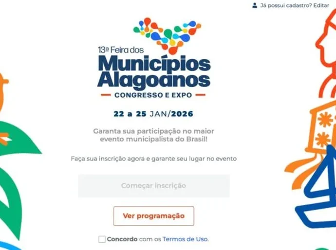 AMA abre inscrições para o Congresso da 13ª Feira dos Municípios Alagoanos 2026
