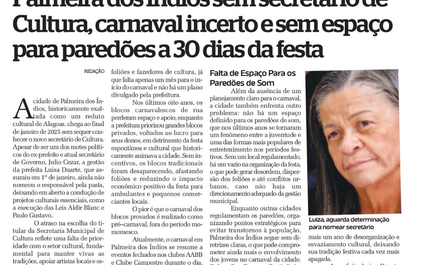 Após denúncia da Tribuna do Sertão, prefeita Luisa Duarte anuncia nova Secretária de Cultura; portaria ainda não foi publicada