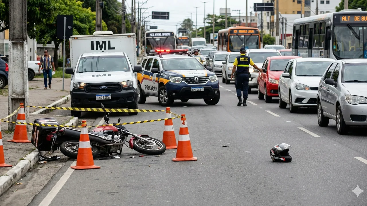 Tragédia no trânsito: passageira de moto por app morre após colisão no Antares; motorista do carro fugiu