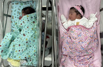 Mãe de relata emoção do nascimento de gêmeos no Hospital da Mulher