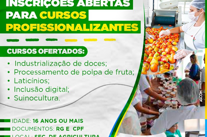 Secretaria de Agricultura de Piaçabuçu abre as inscrições para Cursos Profissionalizantes