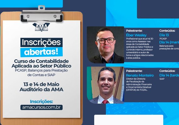 AMA abre inscrições para curso de Contabilidade Aplicada ao Setor Público; veja como participar