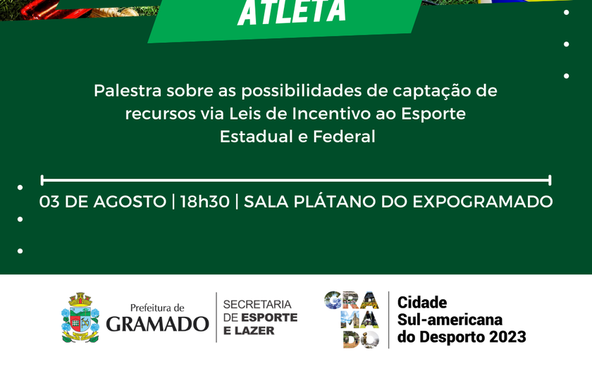 Programa de Suporte ao Atleta terá palestra nesta quinta-feira