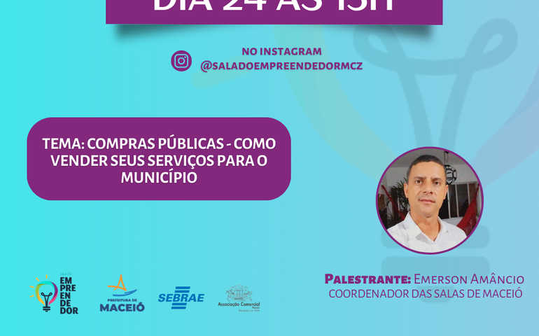 Sala do Empreendedor realiza live sobre compras públicas, nesta terça-feira(24)