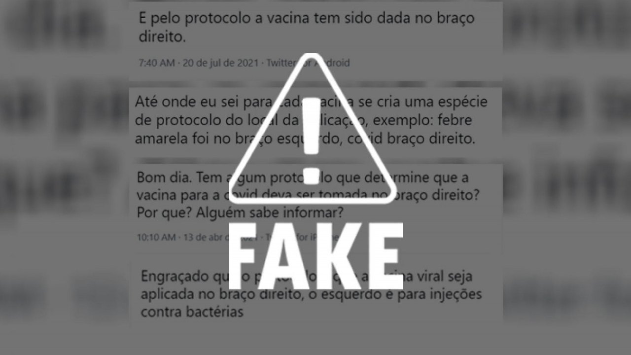 É falso que vacina contra Covid-19 só deva ser aplicada no braço direito