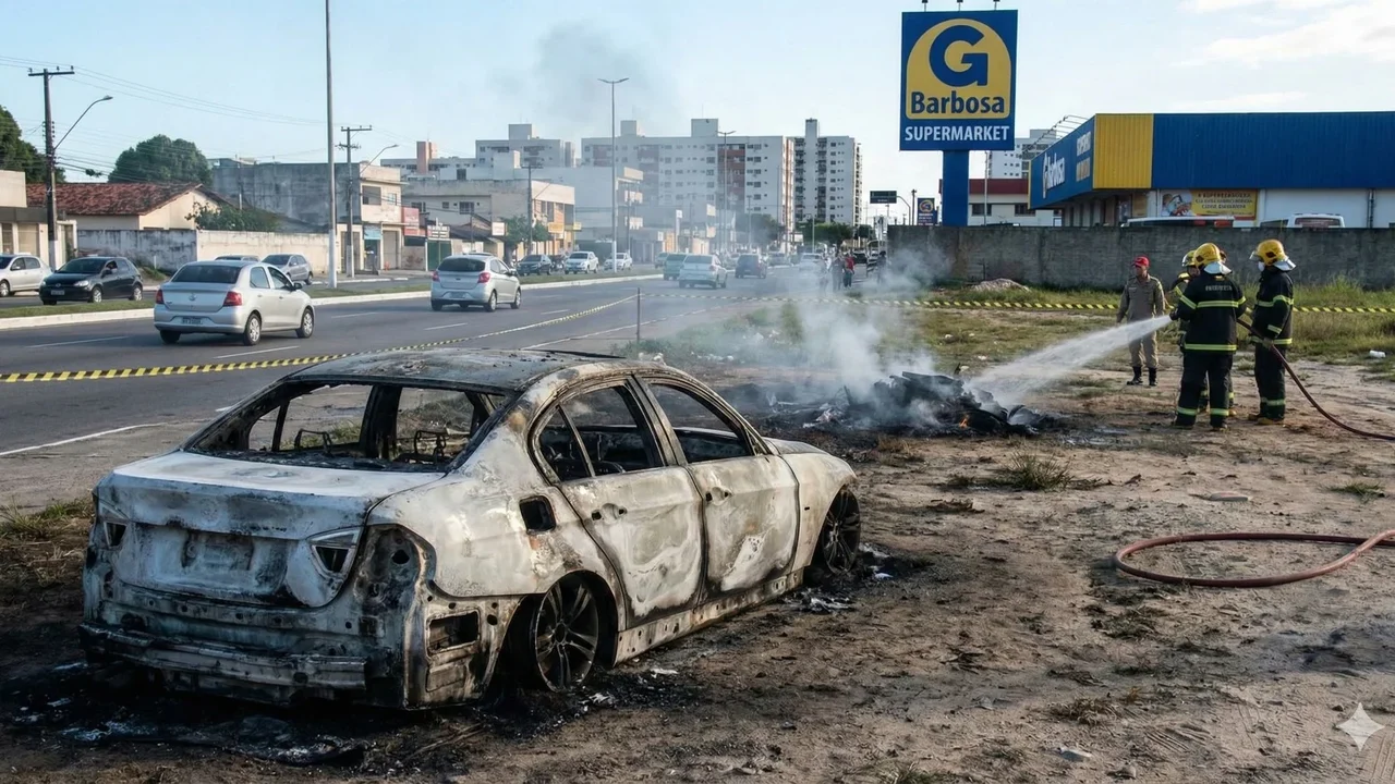 BMW capota, explode e deixa duas pessoas mortas na manhã deste domingo em Maceió