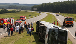Ônibus que seguia para Arapiraca tomba na BR-251 após desvio para evitar colisão em Minas Gerais