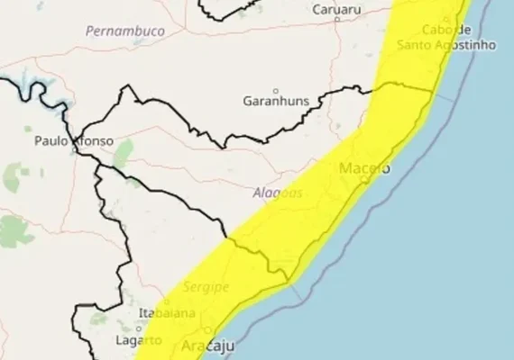 Inmet emite novo alerta de chuvas para Alagoas: “Perigo potencial” até segunda-feira