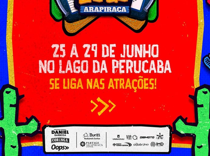 Viva São João: Arapiraca divulga programação de shows no Lago da Perucaba