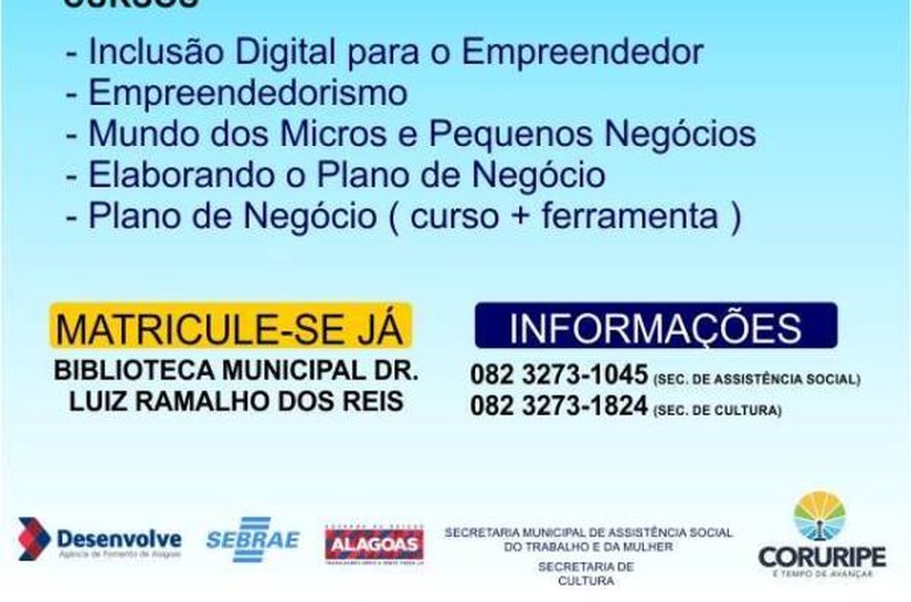 Juventude Empreendedora está com inscrições abertas em Coruripe