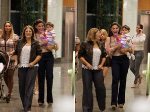 Juliana Paes e o filho, Pedro, e a mãe da atriz, Regina
