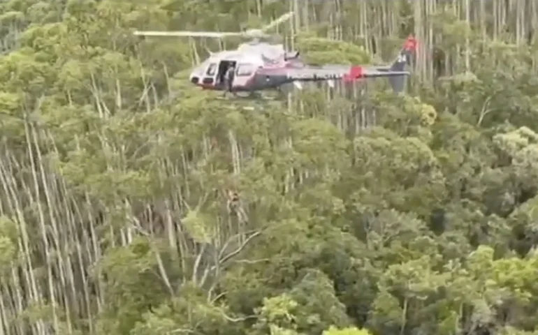 Corpos de vítimas de queda de helicóptero em SP são retirados da mata e seguem por terra para o IML
