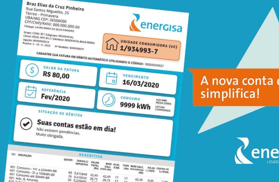 NOVA CONTA ENERGIA / Foto: ENERGISA