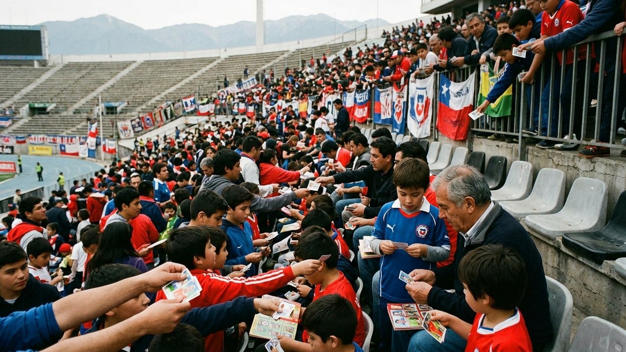 Torcedores lotam estádio no Chile para troca de figurinhas do álbum da Copa do Mundo; veja vídeo