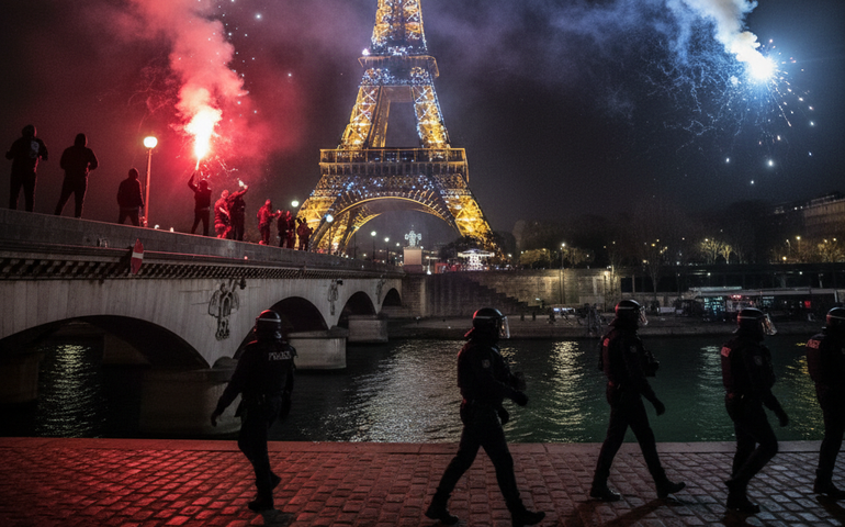Paris em chamas: torcedores do PSG soltam fogos perto da Torre Eiffel