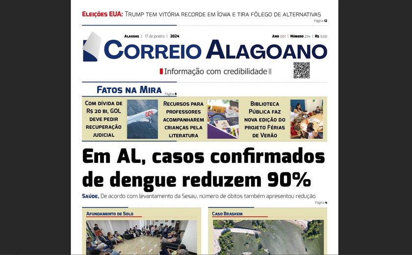 Em AL, casos confirmados de dengue reduzem 90%