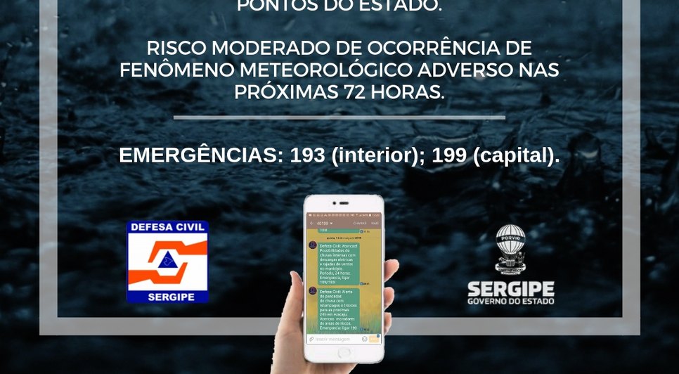 DEFESA CIVIL ESTADUAL ALERTA PARA CHUVAS