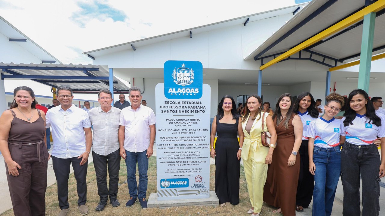 Governo de Alagoas inaugura 26ª Escola do Coração com investimento de R$ 12,5 milhões em Branquinha