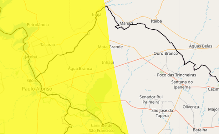 Nove cidades estão sob alerta amarelo Nove cidades estão sob alerta amarelo