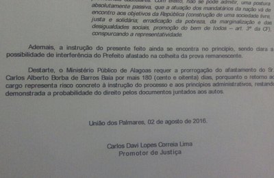 MP pede novo afastamento de Beto Baía por 180 dias, em União