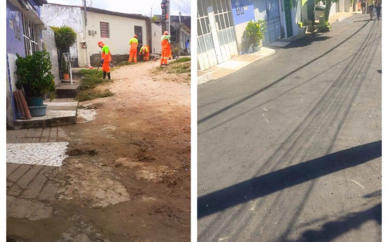 Acesso à Grota do Pau d’Arco, no Jacintinho, recebe drenagem e pavimentação