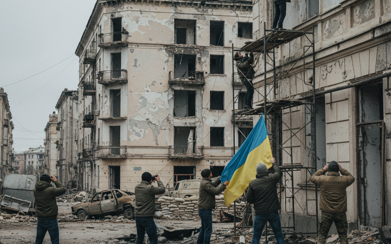 Veja operação ucraniana para instalar bandeiras em cidade controlada por forças russas