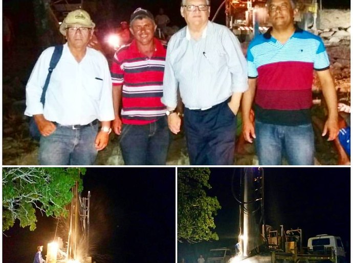 Isnaldo acompanha início da perfuração dos poços artesianos em Santana