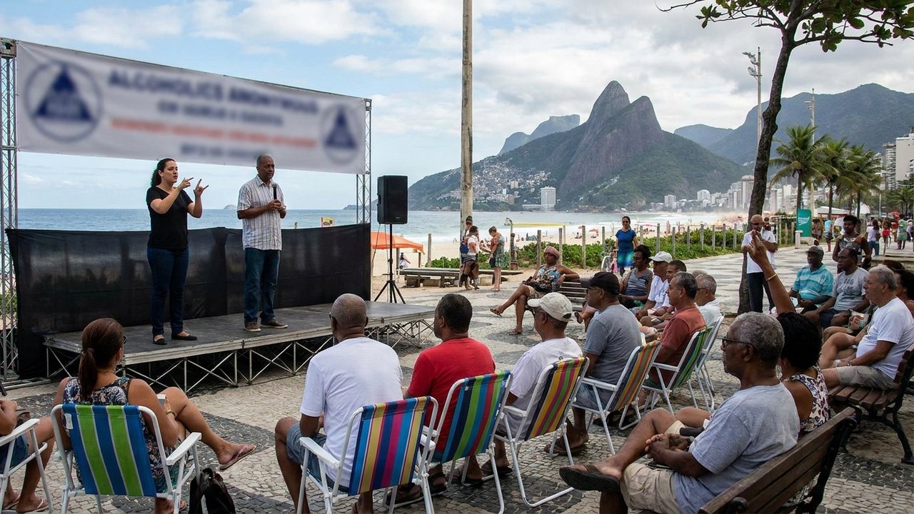 Alcoólicos Anônimos completa 79 anos no Brasil com reunião aberta no Leblon, com tradução em libras