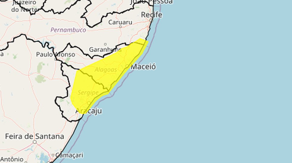 Inmet alerta para chuvas fortes e ventos em 78 municípios de Alagoas