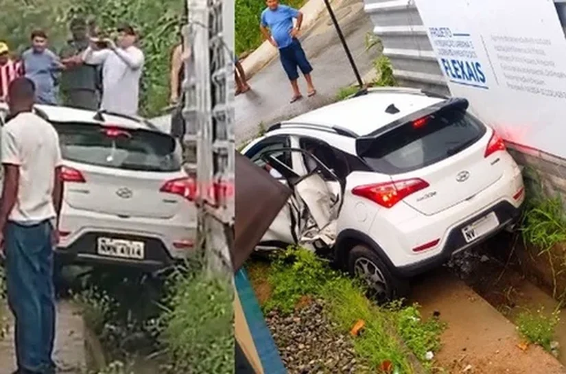 Trem e carro colidem no bairro de Bebedouro