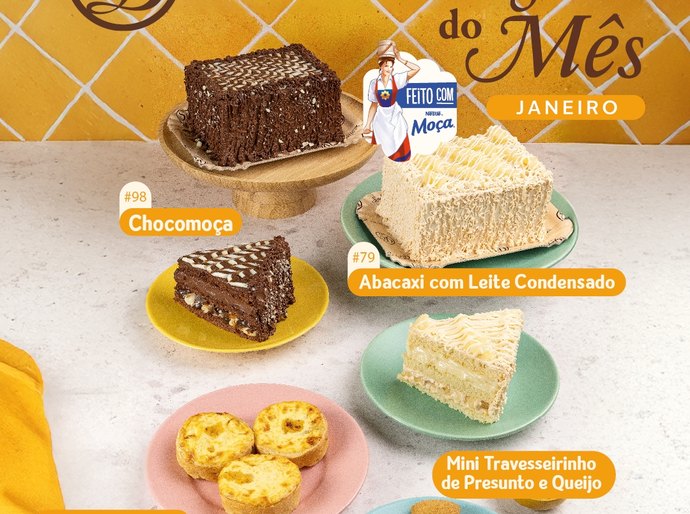 Abacaxi com Leite Condensado e Chocomoça® são os Bolos do Mês da Sodiê em janeiro
