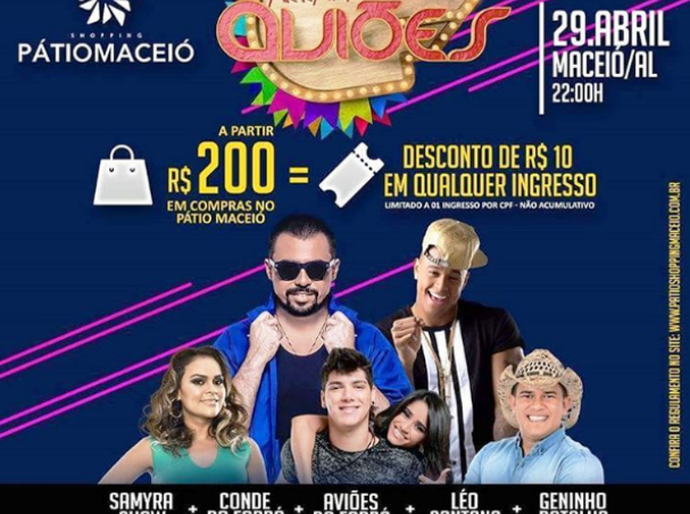 Shopping Pátio Maceió será palco do ‘Arraiá do Aviões’ próximo dia 29