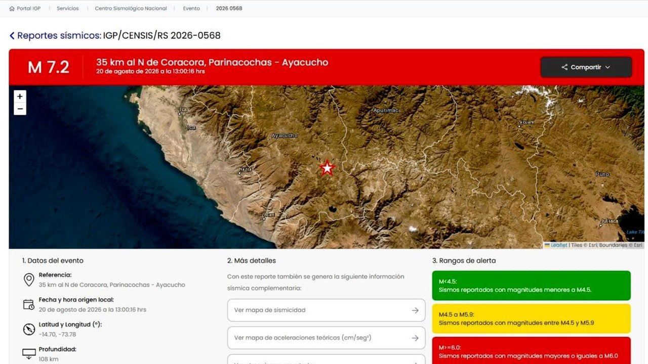 Peru registra novo terremoto de magnitude 7,2