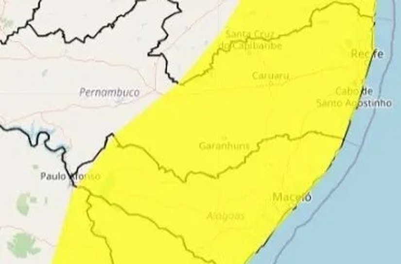 Alagoas recebe aviso para chuva intensa a partir desta quarta (13)