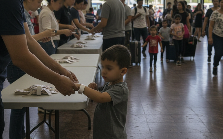 Governo do Rio distribui pulseiras de identificação para crianças na Rodoviária durante o Réveillon 2026