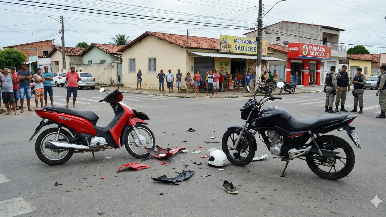 Colisão entre motos deixa ferido após condutor invadir contramão no bairro Jardim Tropical em Arapiraca