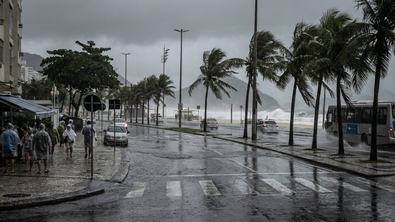 Rio deve ter pancadas de chuva de moderada a forte e ventos de até 76 km/h na tarde desta quarta-feira