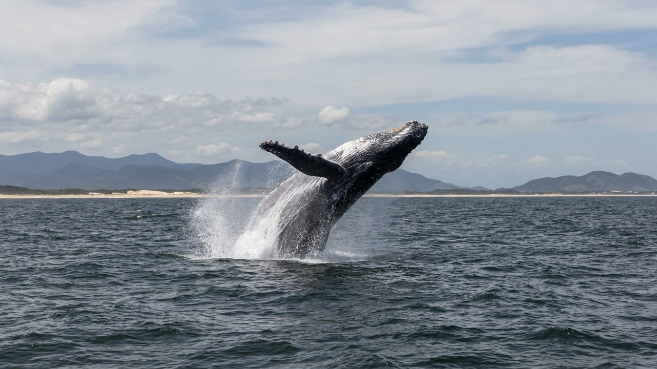 Baleia dá show com salto em Maricá; veja vídeo