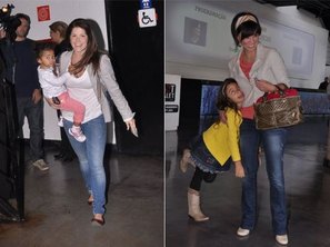 Samara Felippo com a filha Alícia e Suzana Pires com a sobrinha Gabriela