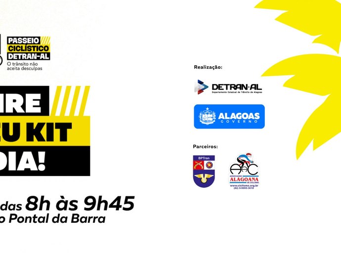 Entrega de kits do 1º Passeio Ciclístico Detran-AL acontecerá na concentração do evento