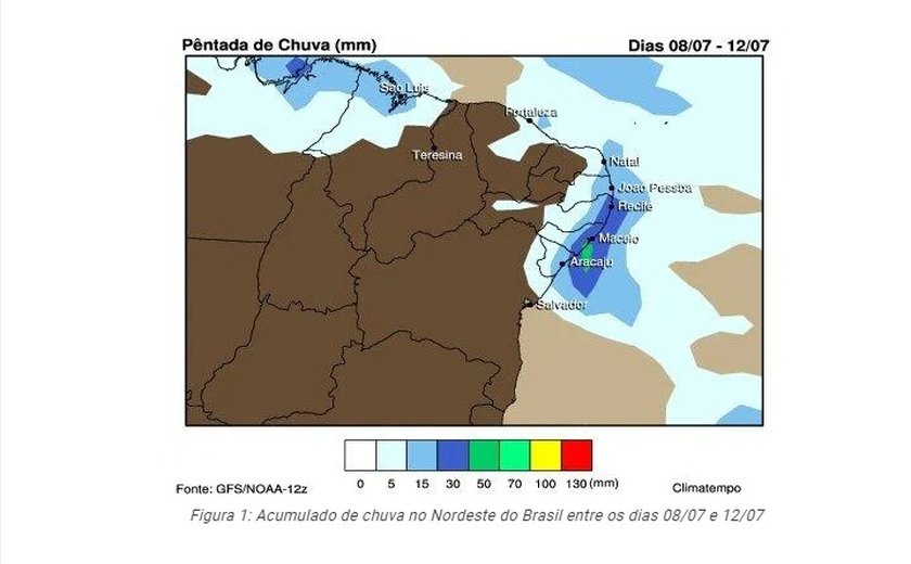 Intensidade da chuva diminui nesta segunda-feira em todo o Nordeste