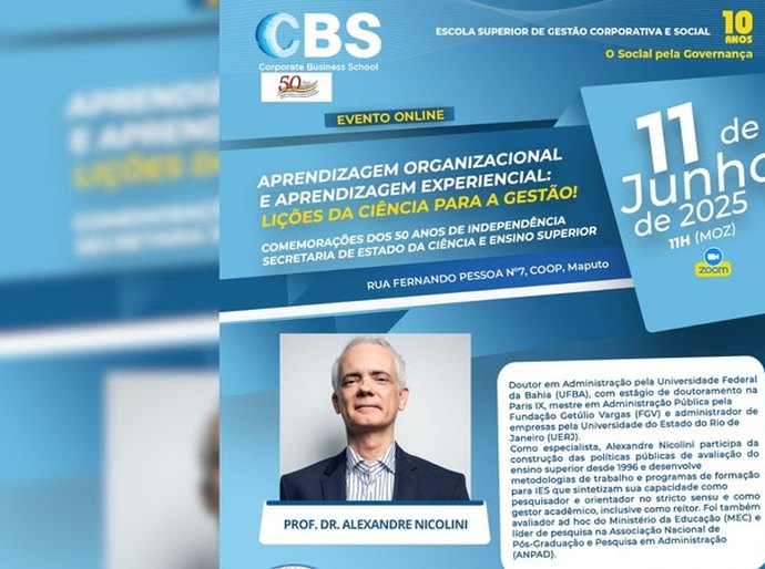Alexandre Nicolini ministrará três capacitações em junho - uma em Moçambique