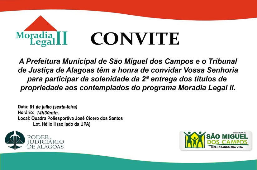 Títulos do Moradia Legal II serão entregues hoje, 01, em São Miguel