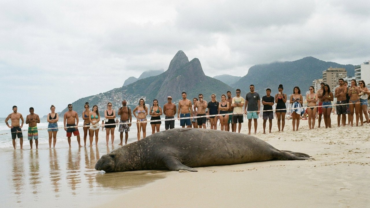 Elefante-marinho é visto em São Conrado e surpreende banhistas
