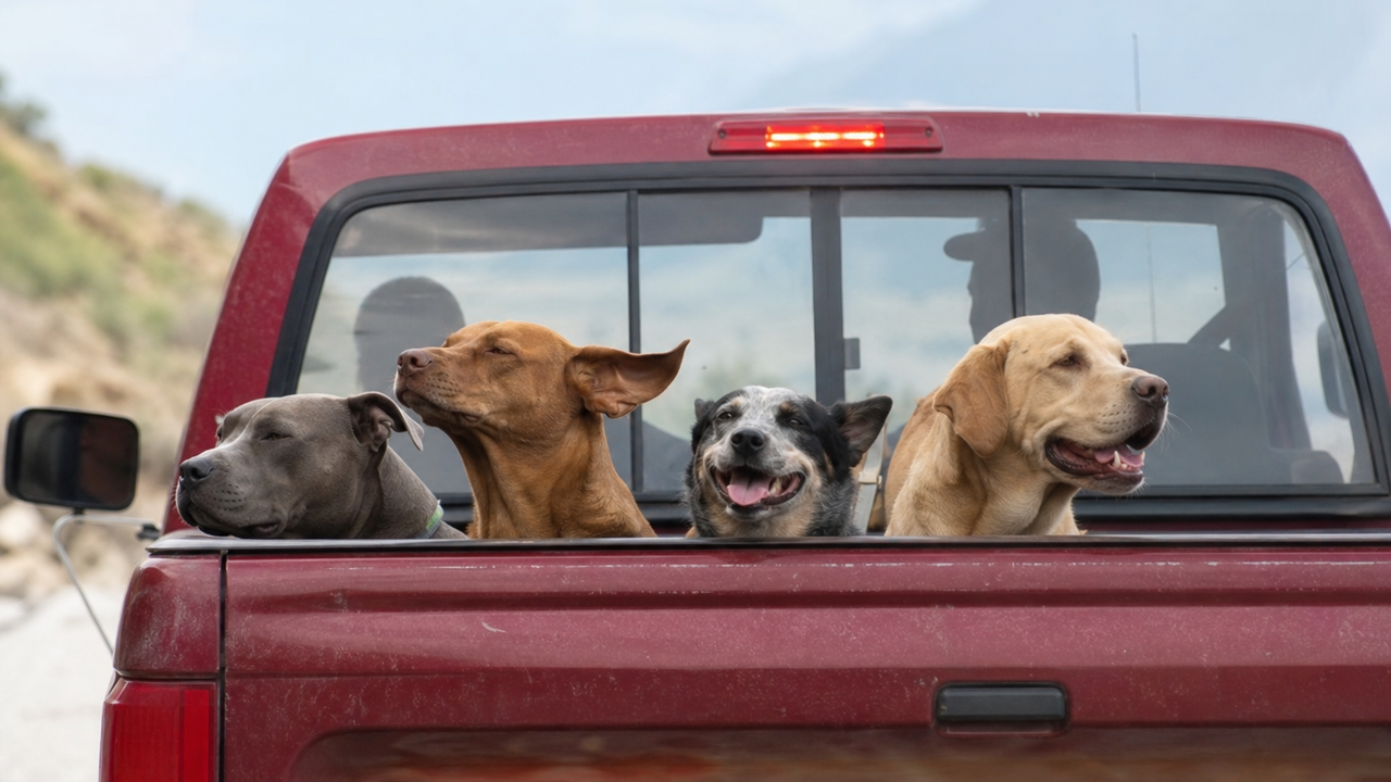 Transporte 5 estrelas: cães viralizam ao viajar em caminhonete no México