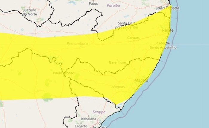 Os 102 municípios alagoanos estão sob alerta de chuvas intensas