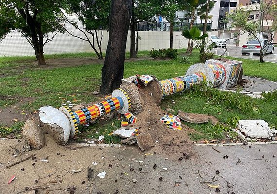 Grande volume de chuvas destrói escultura em homenagem a Nise da Silveira