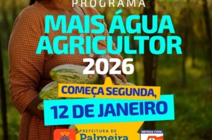 Prefeitura de Palmeira iniciará programa Mais Água Agricultor 2026 na próxima segunda (12)