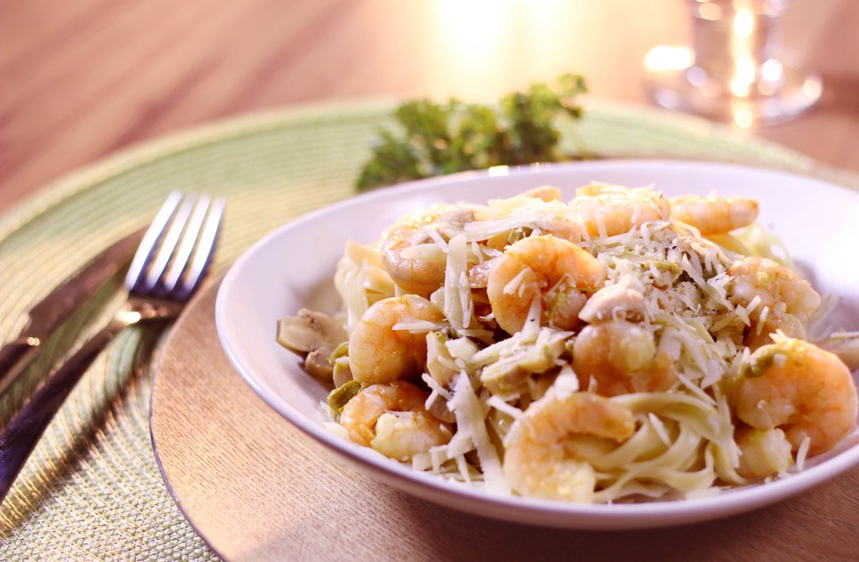 Macarrão com camarão 